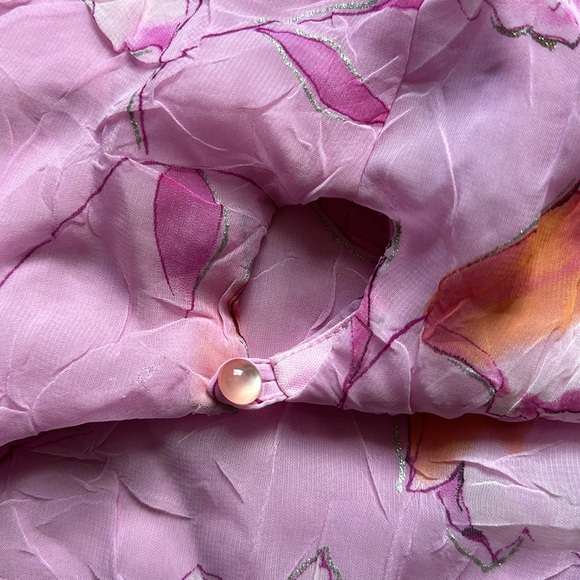 🌸 Vintage Girl Code Crepe Chiffon Floral Sheath Midi Dress - Picture 5 of 5